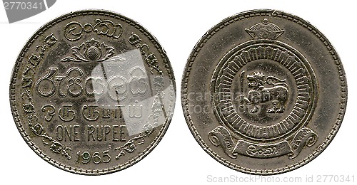 Image of one rupee, Ceylon, 1965