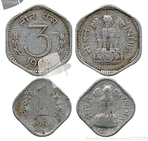 Image of one and three paise, India, 1966, 1968