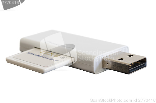 Image of USB adapter with SDHC memory flash card