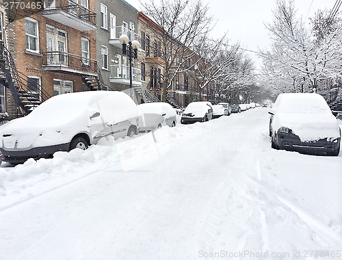 Image of Urban street after snowstorm