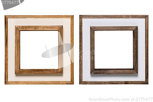 Image of wood photo frame on white background