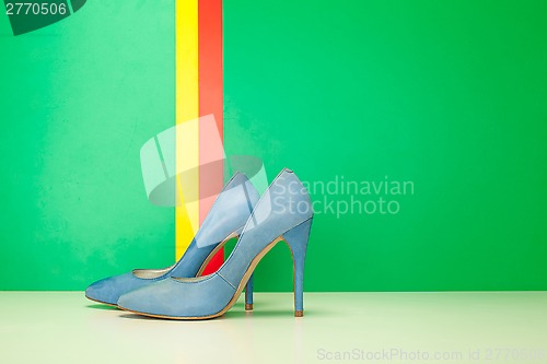 Image of blue pair of high heels