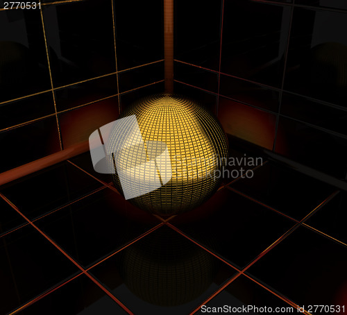 Image of Dark corner in the room with gold ball 