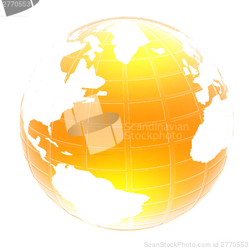 Image of Yellow 3d globe icon with highlights 