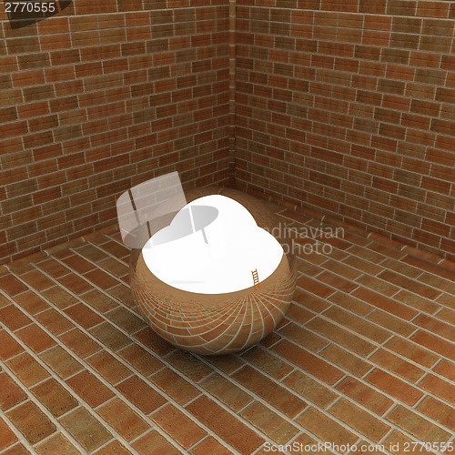 Image of Chrome ball in the corner of a brick 