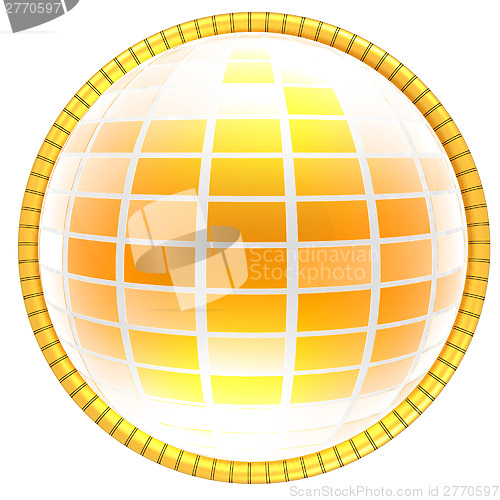 Image of Yellow 3d globe icon with highlights 