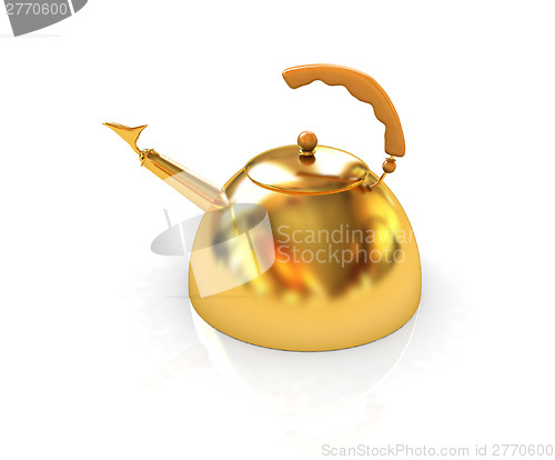 Image of Glossy golden kettle 