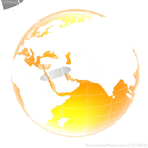 Image of Yellow 3d globe icon with highlights 