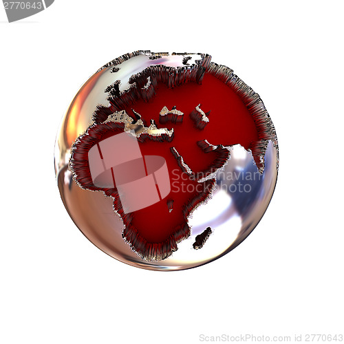 Image of 3d illustration chrome of earth globe