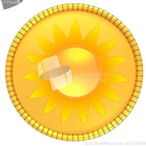 Image of Gold coin with the sun