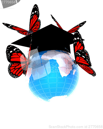 Image of Global Education with red butterflies