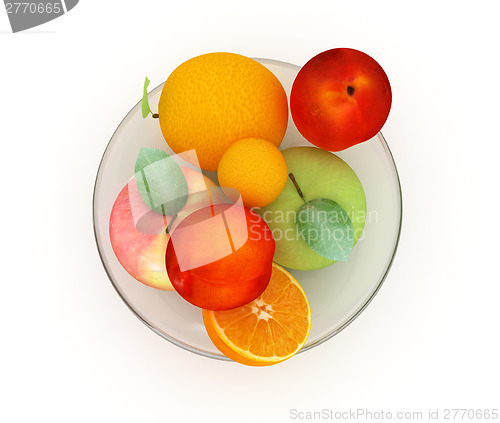 Image of Citrus and apple on a plate