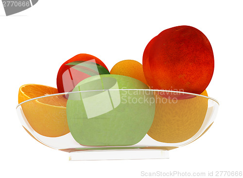 Image of Citrus and apple on a plate