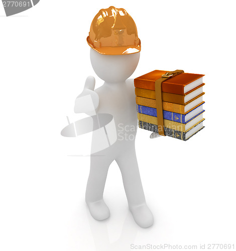 Image of 3d man in a hard hat with thumb up presents the best technical l