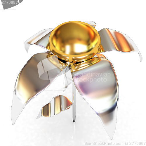 Image of Chrome flower with a gold head 