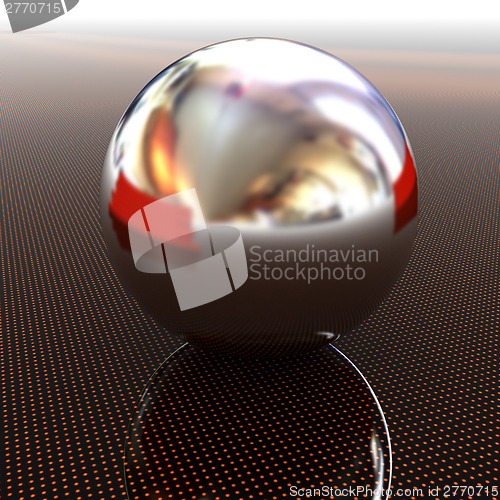 Image of Chrome ball on light path to infinity
