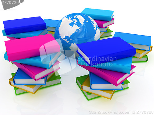 Image of Colorful books and earth