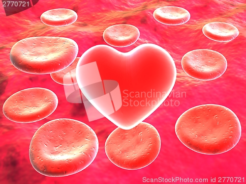 Image of Heart in red blood cells