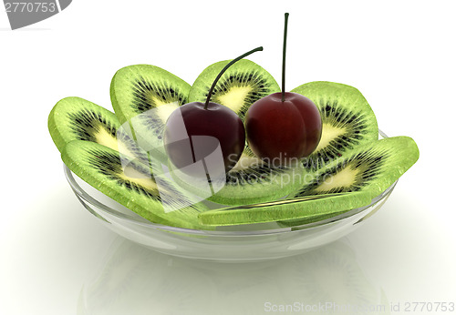 Image of slices of kiwi and cherry