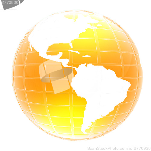 Image of Yellow 3d globe icon with highlights 