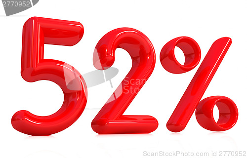 Image of 3d red "52" - fifty two percent