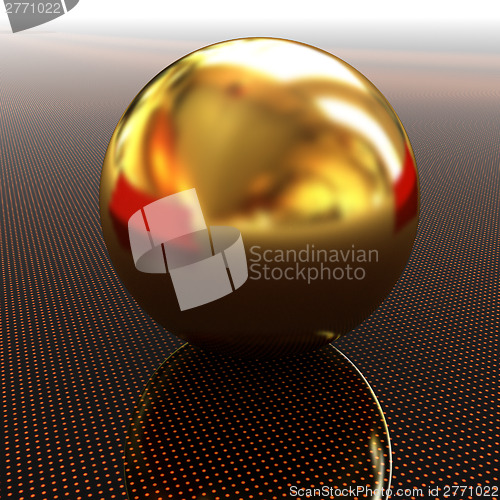 Image of Gold ball on light path to infinity