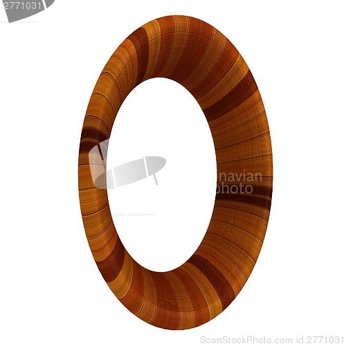 Image of Wooden number "0"- zero on a white. 