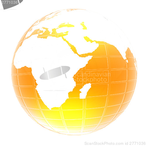 Image of Yellow 3d globe icon with highlights 