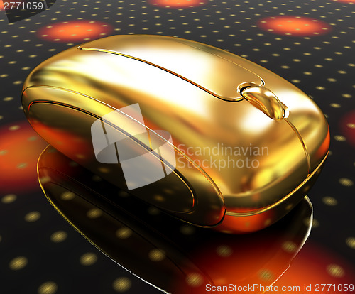 Image of Golden mouse on a fantastic festive dark background 