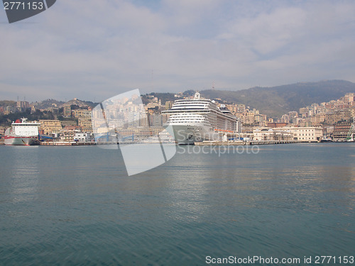 Image of View of Genoa Italy from the sea