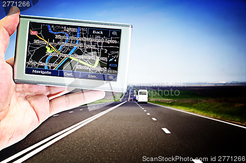 Image of  gps in a man hand.