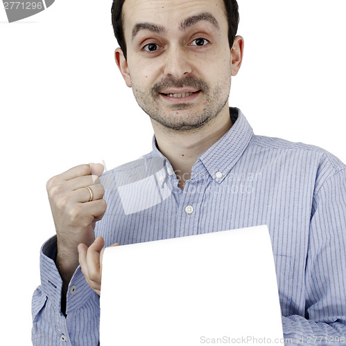 Image of Man holding a paper