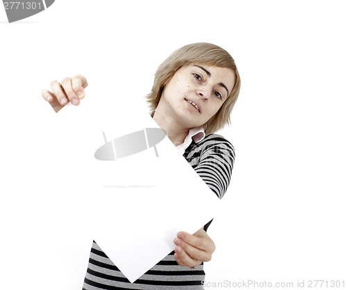 Image of Woman holding a paper