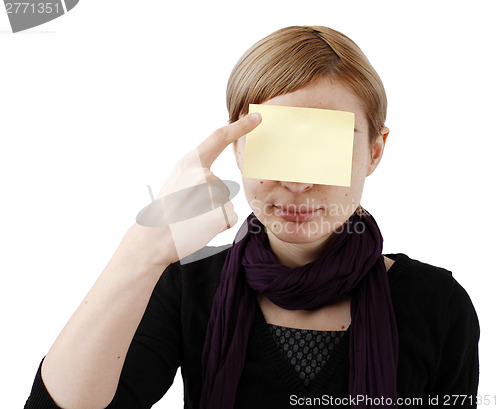 Image of Woman and post it