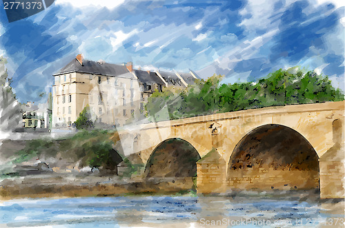 Image of Illustration of city bridge