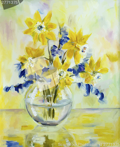 Image of bouquet of daffodils in a glass vase