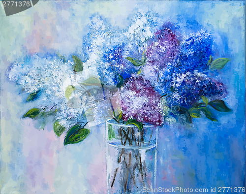 Image of bouquet of lilac in a glass vase