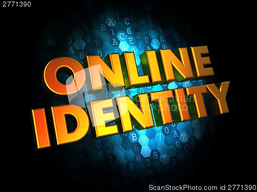 Image of Online Identity - Gold 3D Words.