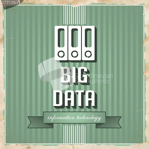 Image of Big Data Concept on Green in Flat Design.