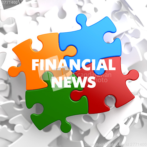 Image of Financial News on Multicolor Puzzle.