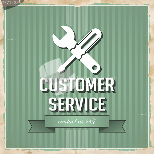 Image of Customer Service Concept on Green in Flat Design.