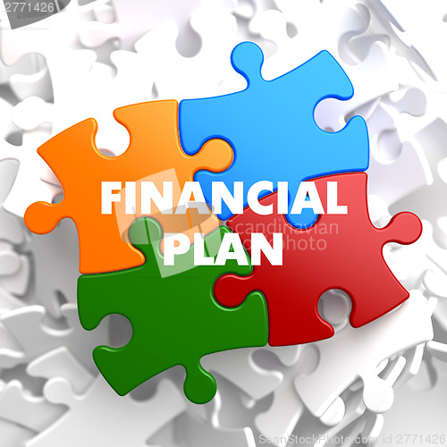Image of Financial Plan on Multicolor Puzzle.