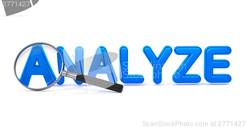 Image of Analyze - Blue 3D Word Through a Magnifying Glass.