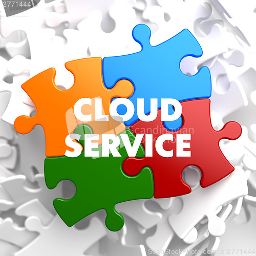 Image of Cloud Service on Multicolor Puzzle.