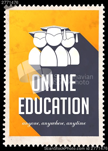 Image of Online Education on Yellow in Flat Design.