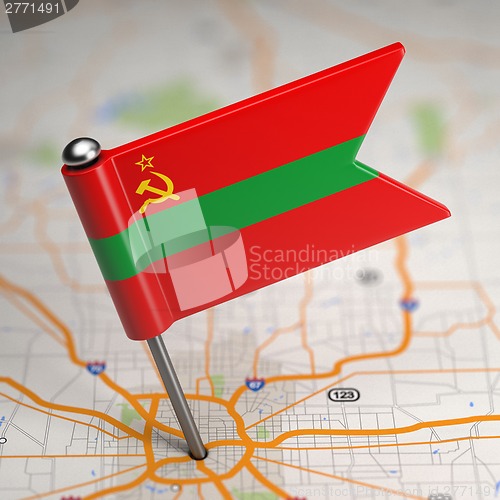 Image of Transnistria Small Flag on a Map Background.