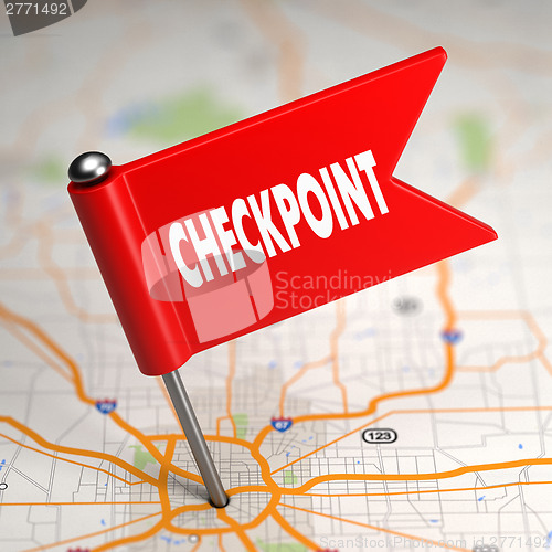 Image of Checkpoint - Small Flag on a Map Background.