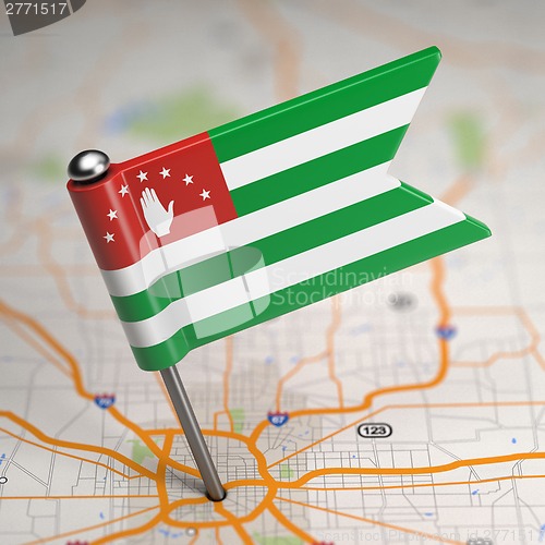 Image of Abkhazia Small Flag on a Map Background.