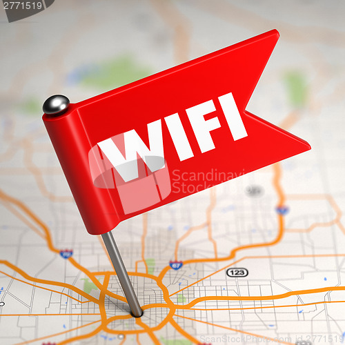 Image of WiFi - Small Flag on a Map Background.