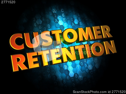 Image of Customer Retention - Gold 3D Words.